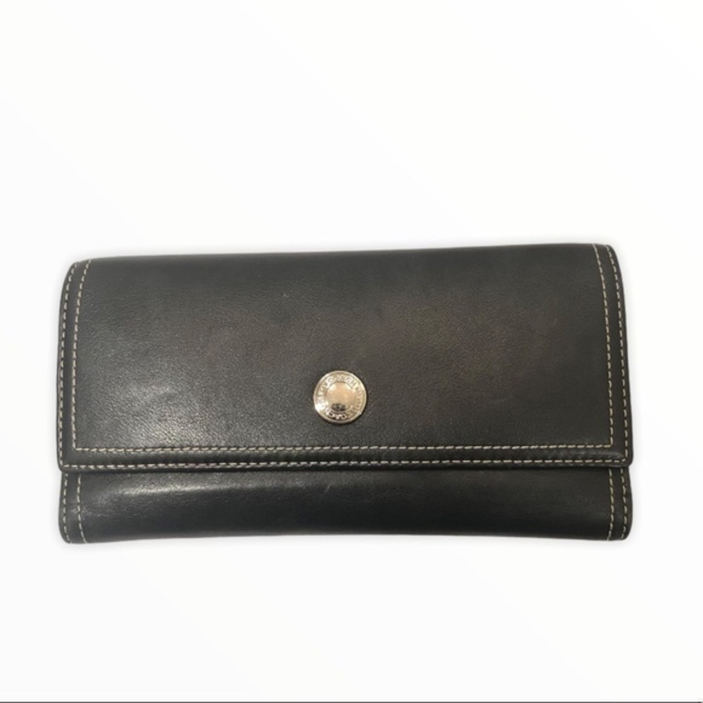 Coach black leather checkbook wallet